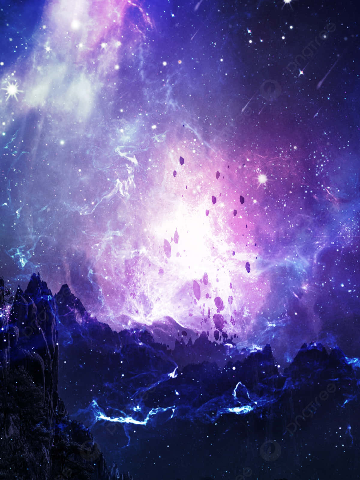 A Purple And Blue Space With Stars And Nebulas Wallpaper