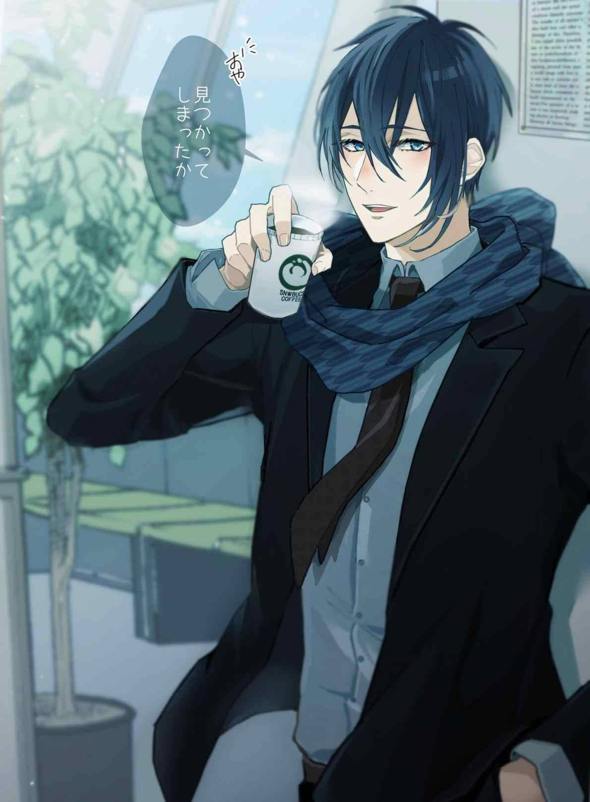 Cool Men Anime Boy With Coffee Wallpaper
