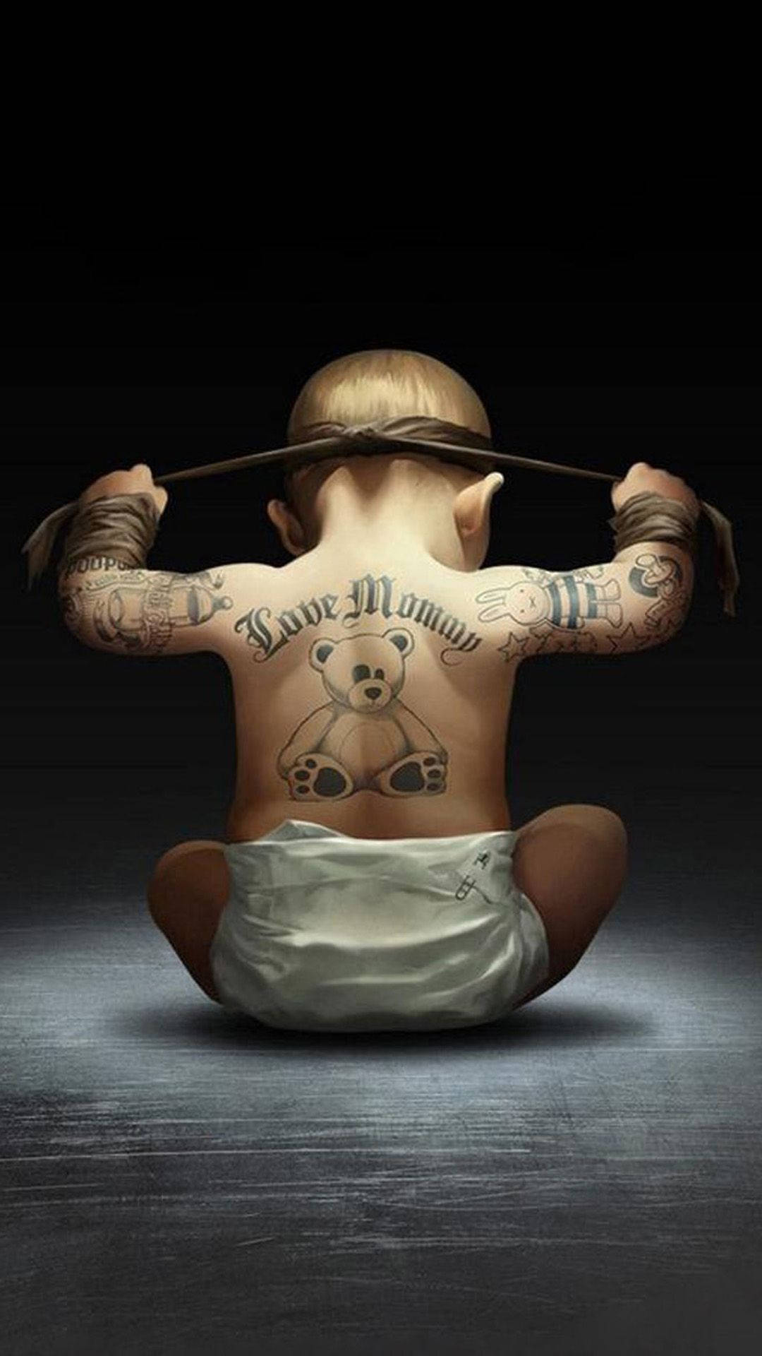 Download Cool Men Baby With Tattoo Wallpaper 