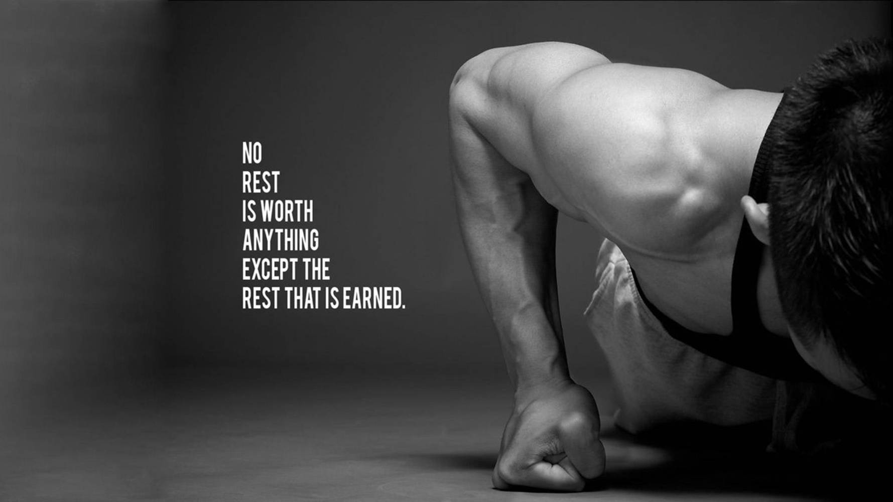 Cool Men Working Out Motivational Quote Wallpaper