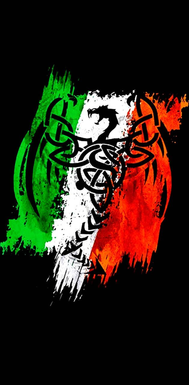 Irlands flag med en drage på det Wallpaper