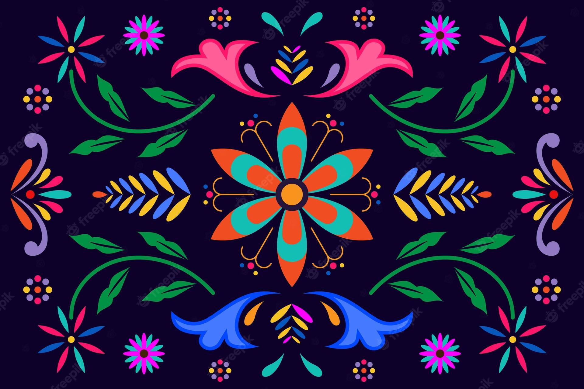 Colorful Cool Mexican Vector Art Wallpaper