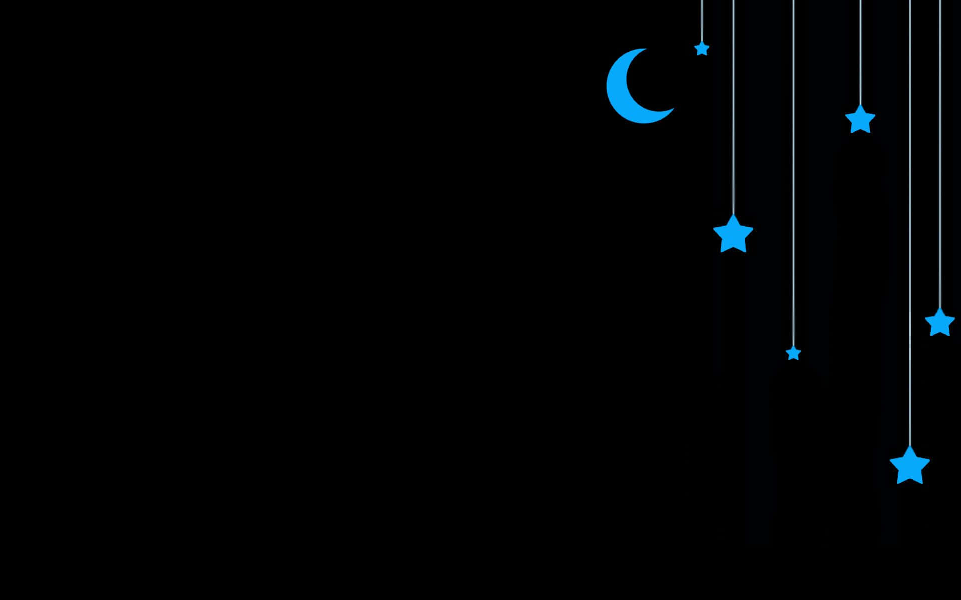 Cool Minimalist Blue Moon Stars Wallpaper
