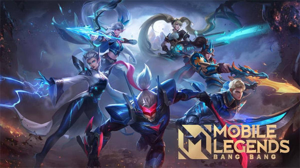 Cool Mobile Legends Logo With Heroes Wallpaper