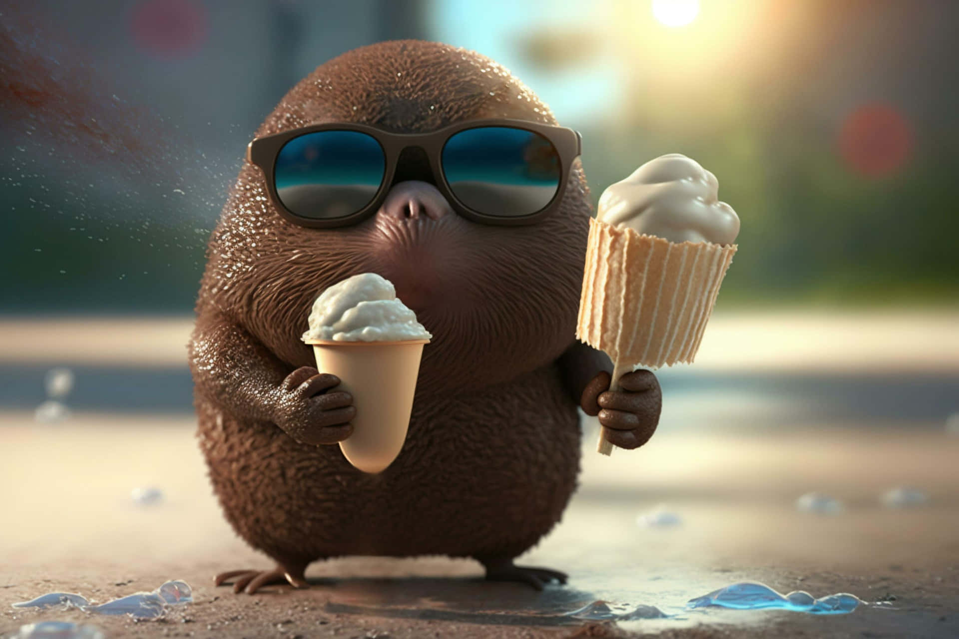 Cool Mole With Ice Cream Wallpaper