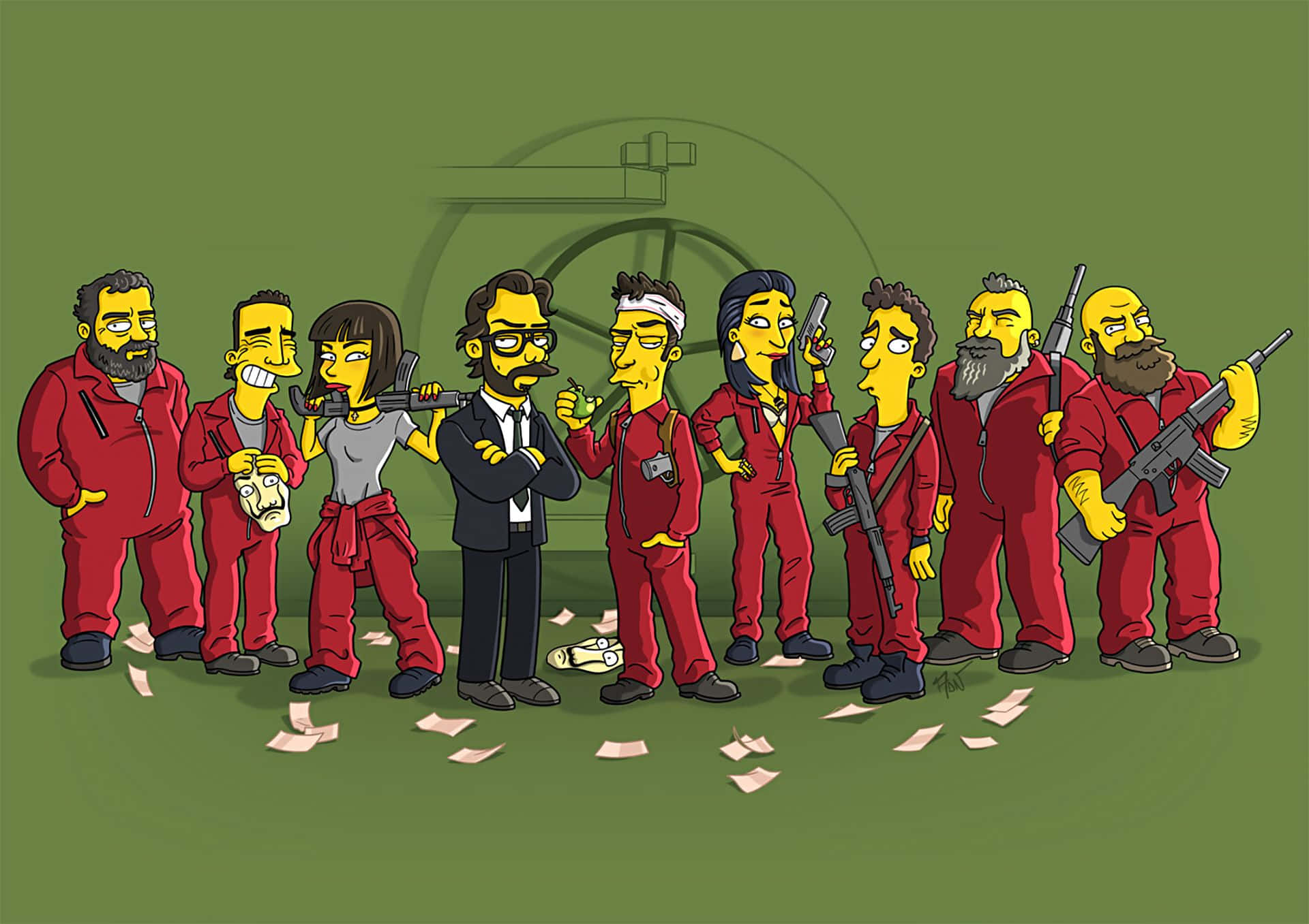 Genialmoney Heist Simpsons. Fondo de pantalla
