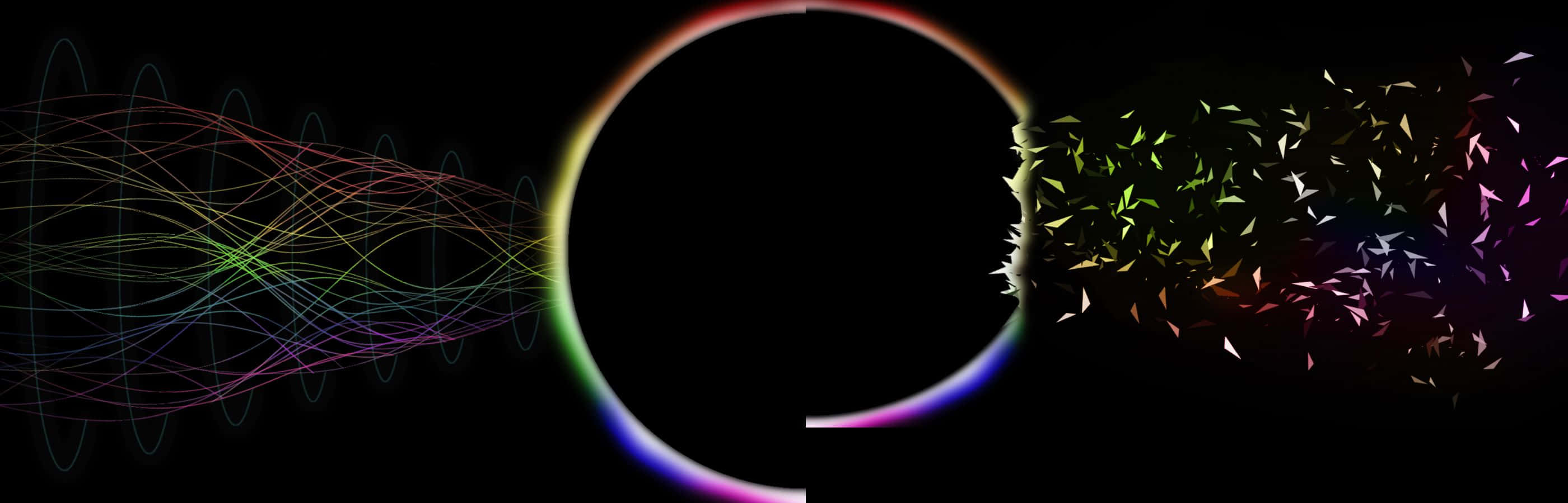 A Rainbow Colored Light Is Coming Out Of A Circular Shape Wallpaper