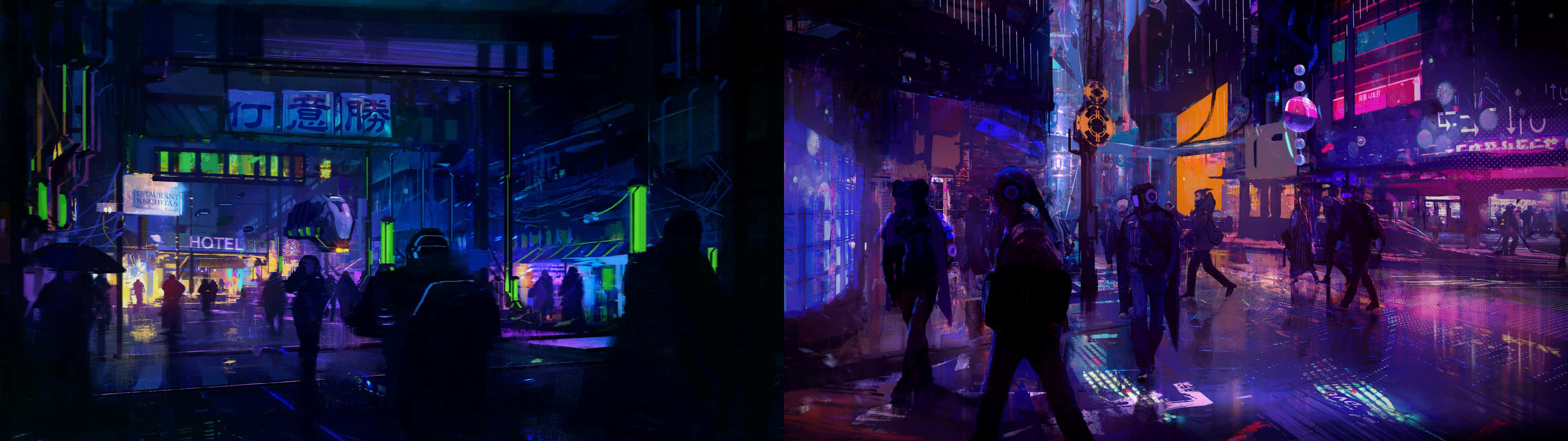 Cool Monitor City Neon Aesthetic Wallpaper