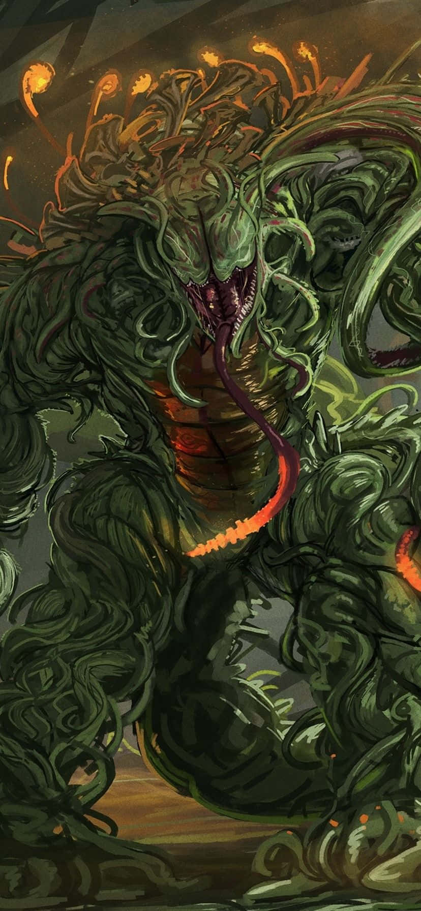 A Green Creature With A Large Head And A Large Tail Wallpaper