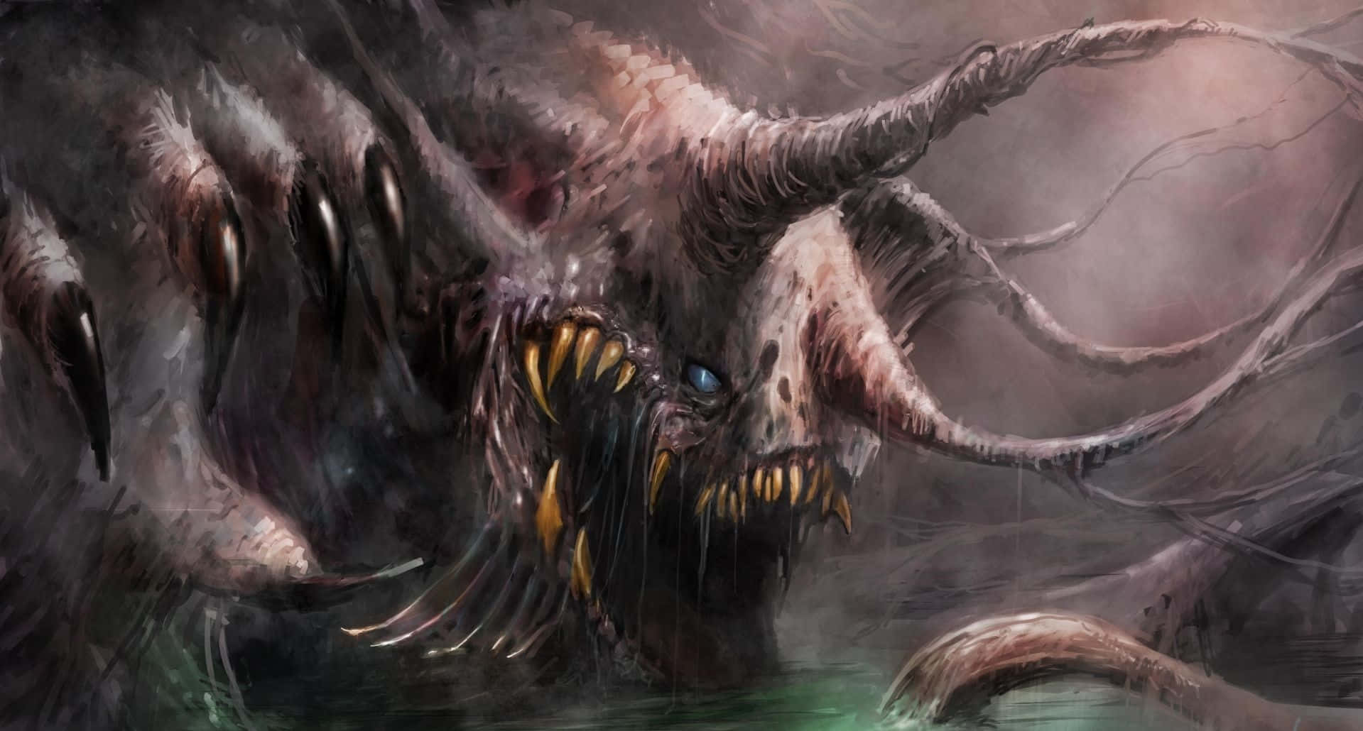 A Monster With A Large Mouth Is In The Water Wallpaper