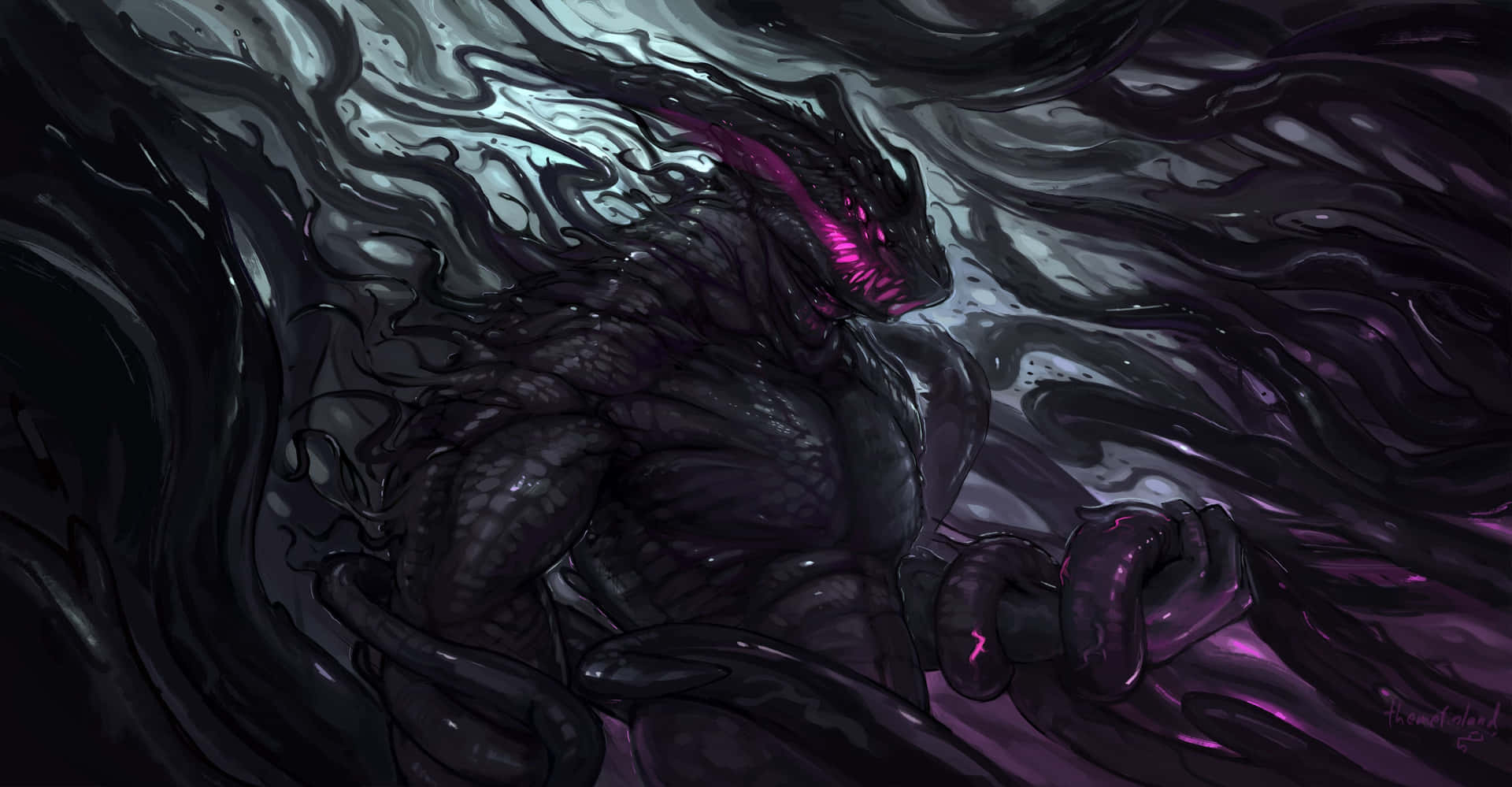 A Black And Purple Creature With A Pink Head Wallpaper