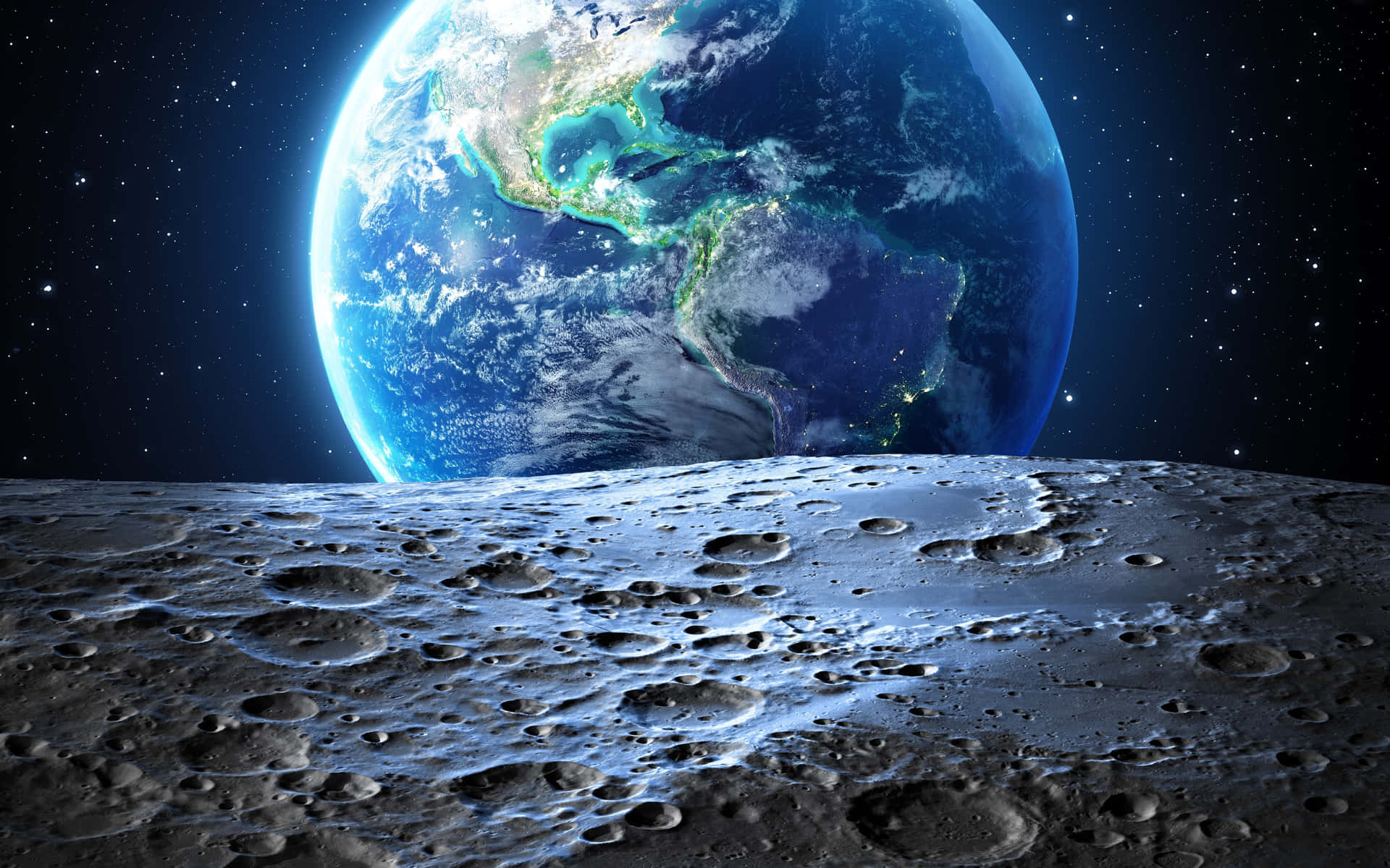 Cool Moon With Earth Wallpaper