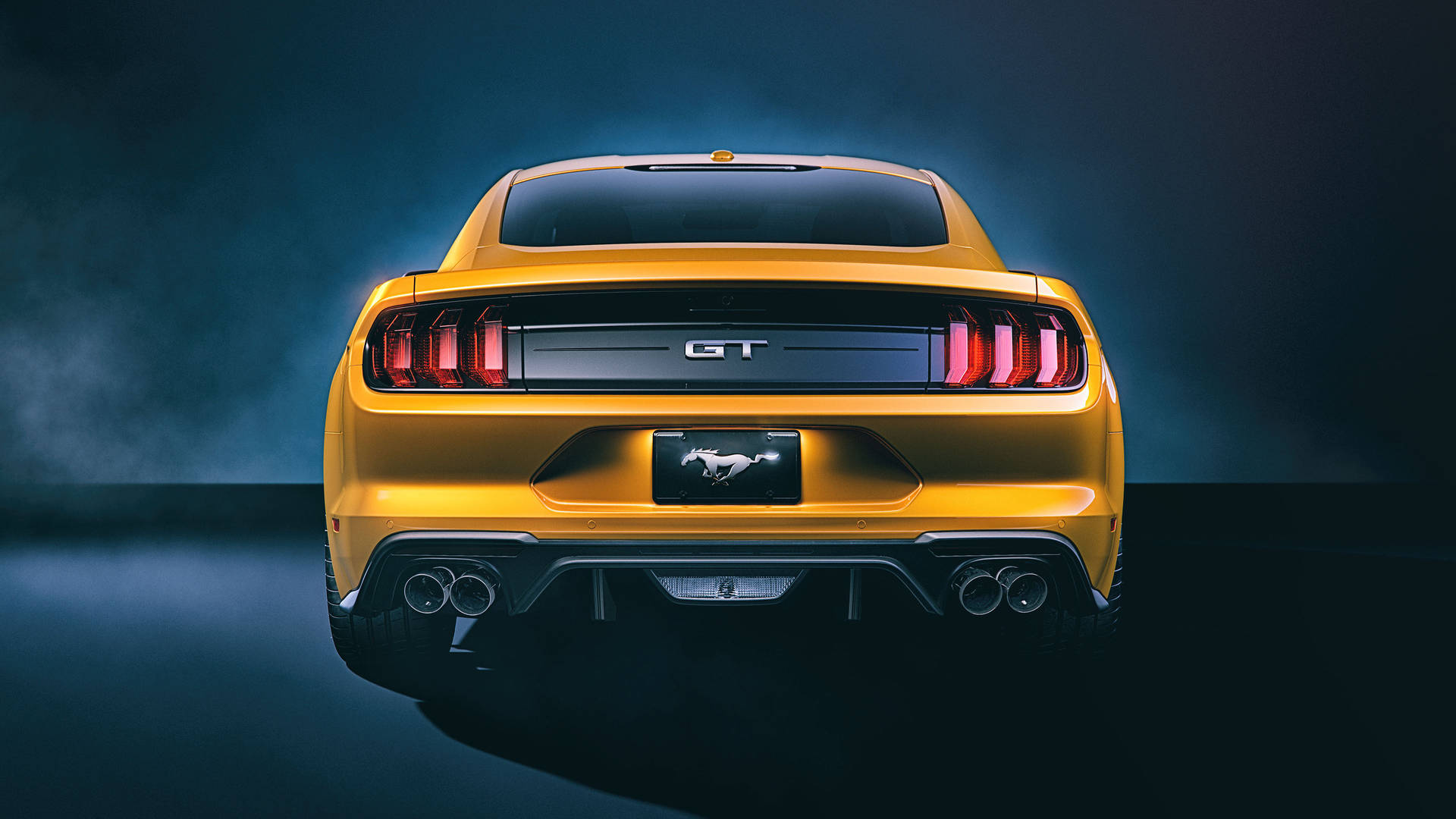 The Rear End Of A Yellow Mustang Wallpaper