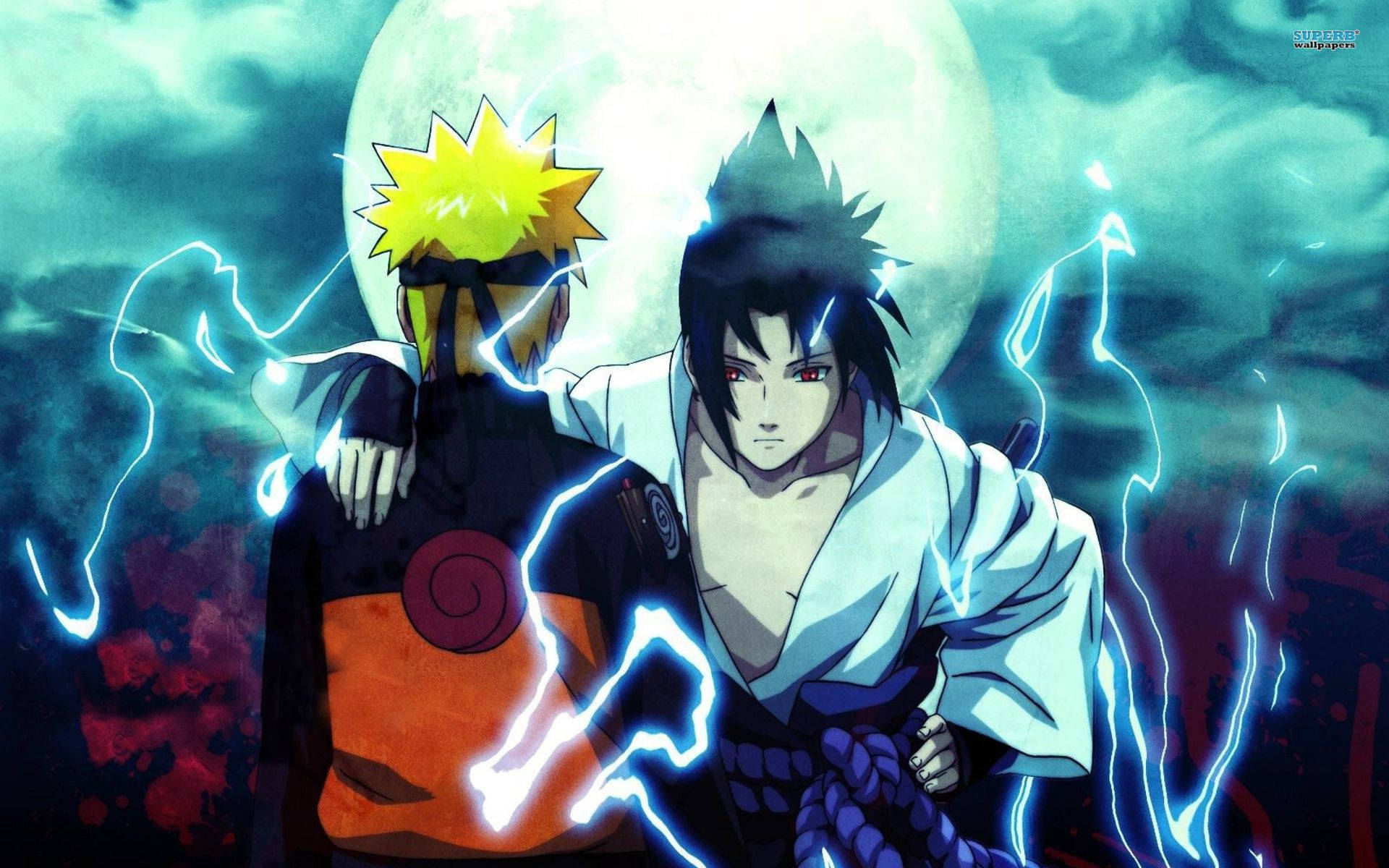 Cool Naruto And Sasuke Lightning Art