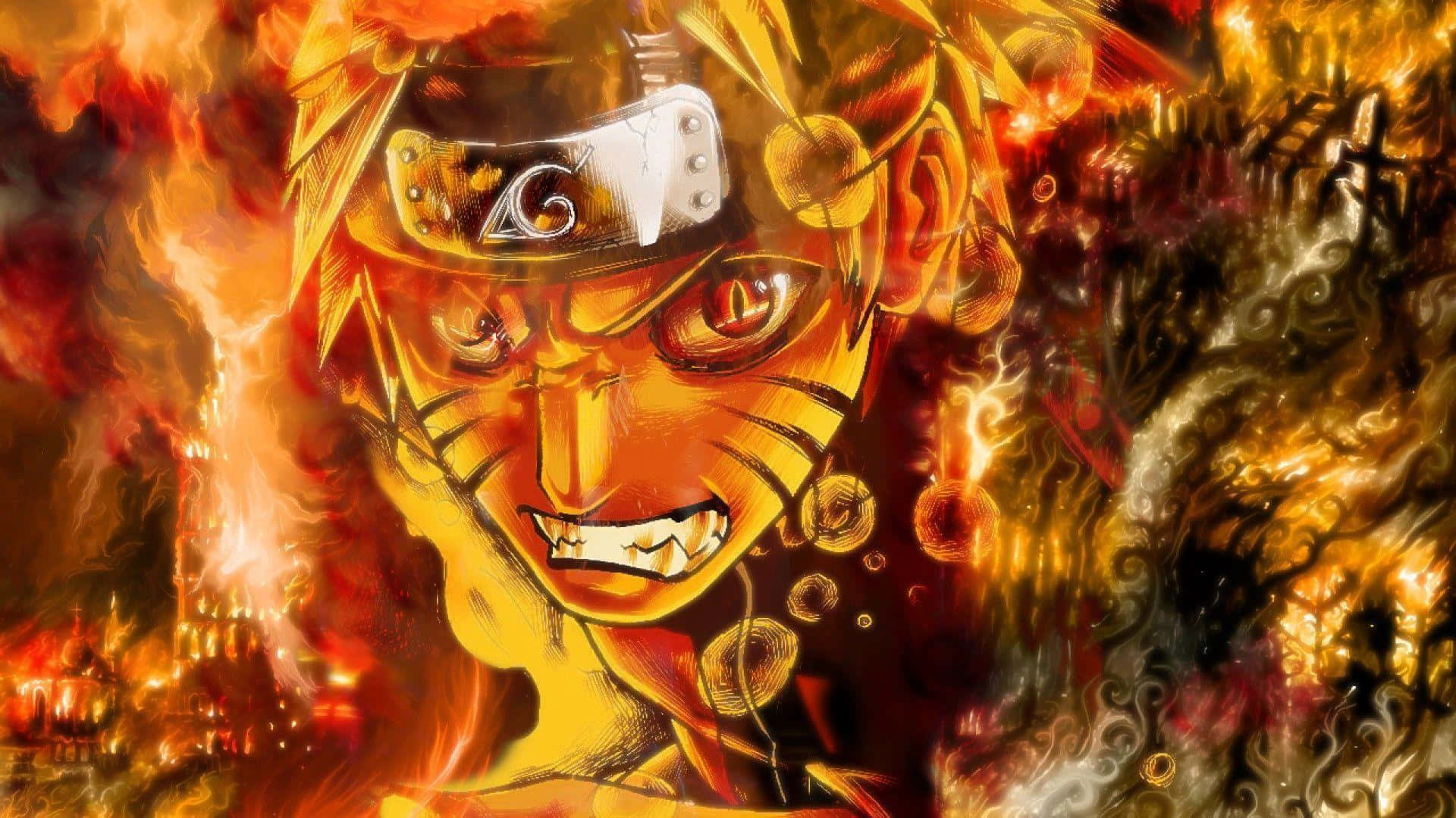Papelde Parede Do Naruto De Desktop Com O Chakra Da Besta De Cauda Enraivecida. Papel de Parede