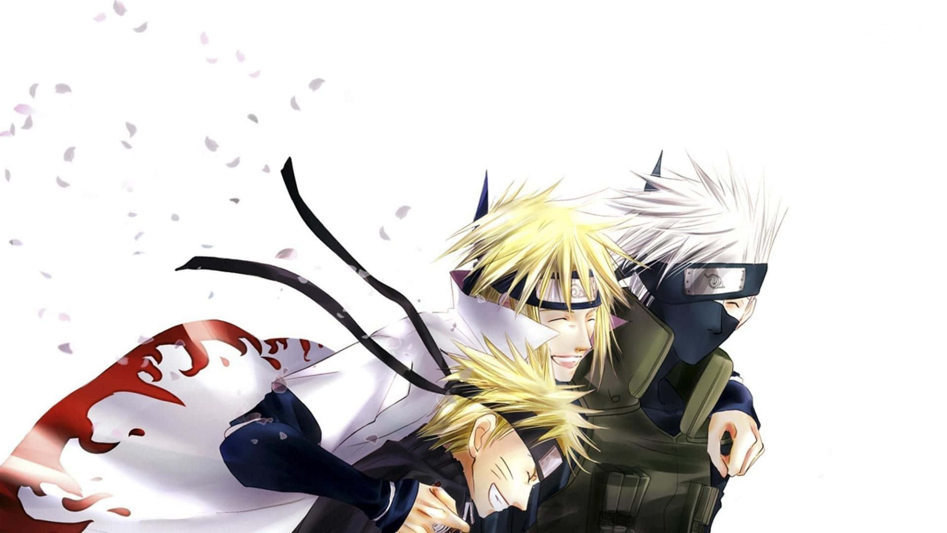Genialfondo De Pantalla De Naruto En El Escritorio Con Minato, Naruto Y Kakashi. Fondo de pantalla