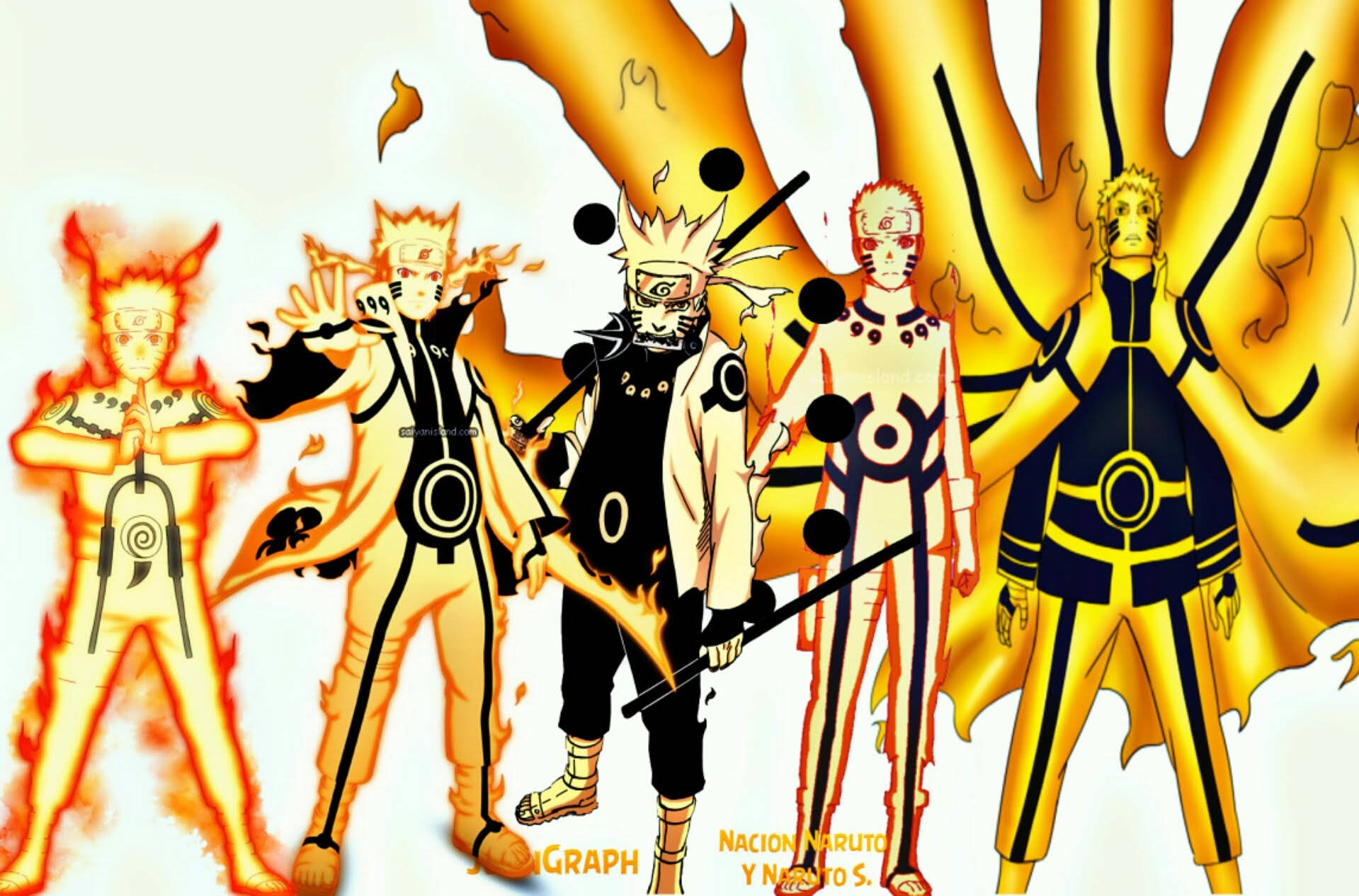 Cool Naruto Kurama Chakra Forms Wallpaper