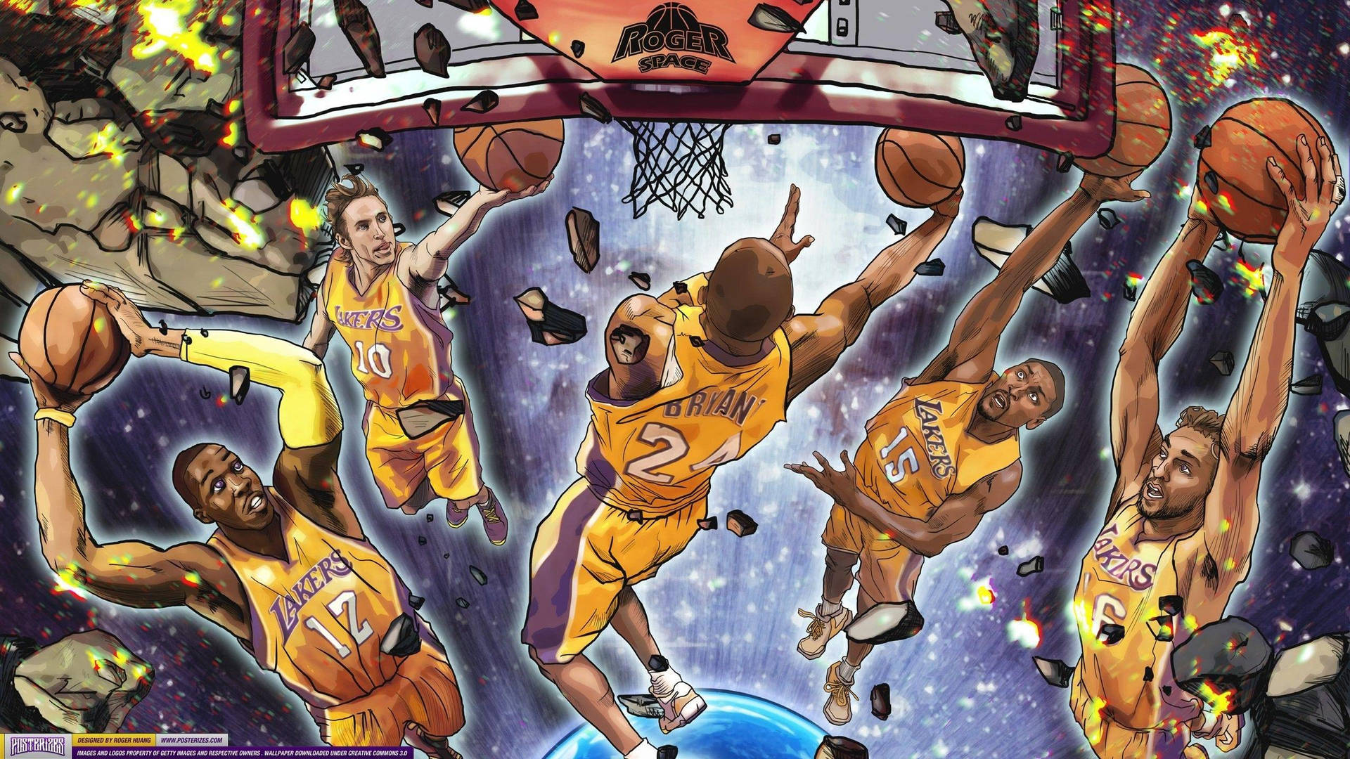 Snyggtnba-konstverk Med Los Angeles Lakers. Wallpaper