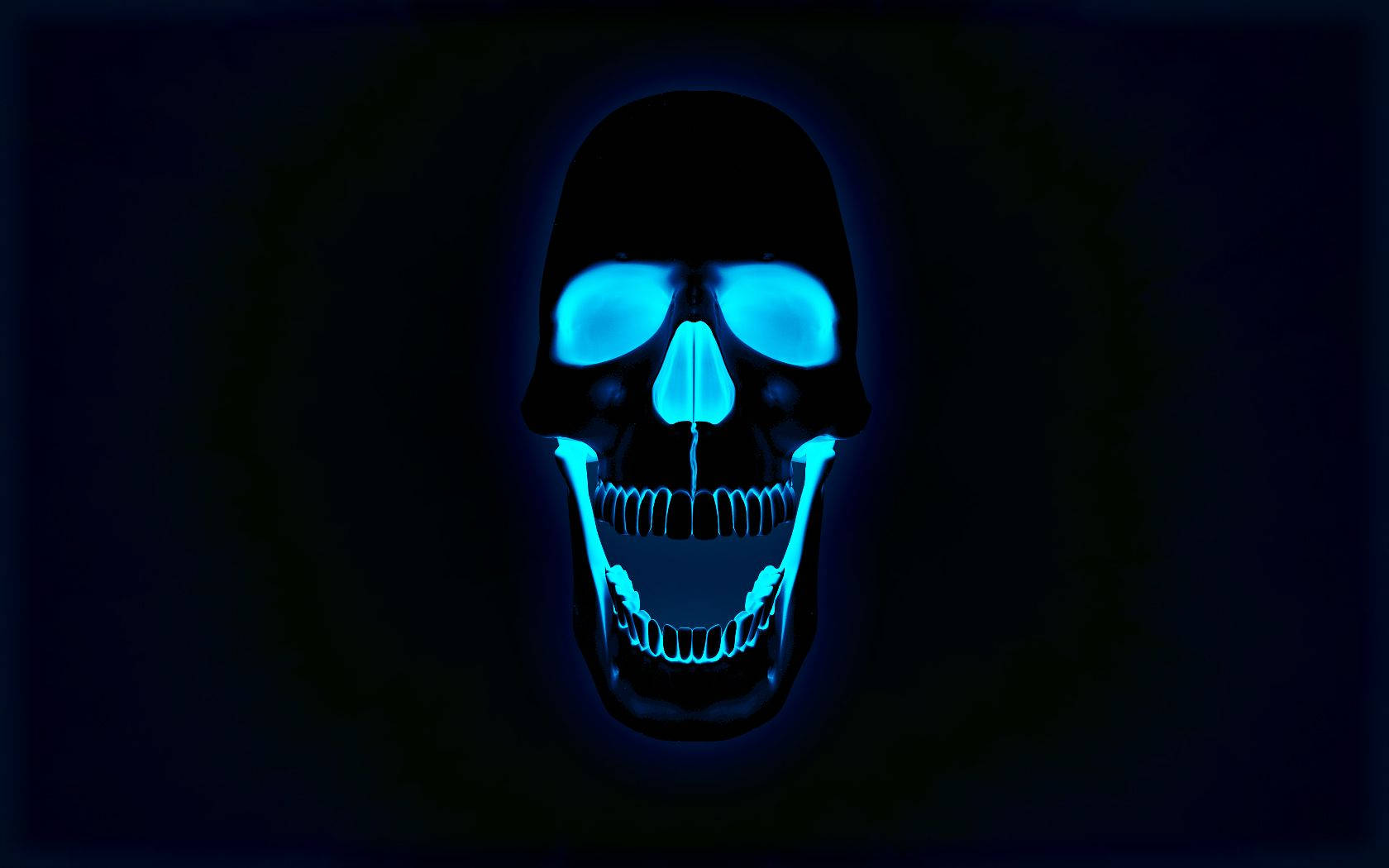Cool Neon Blue Skull Wallpaper