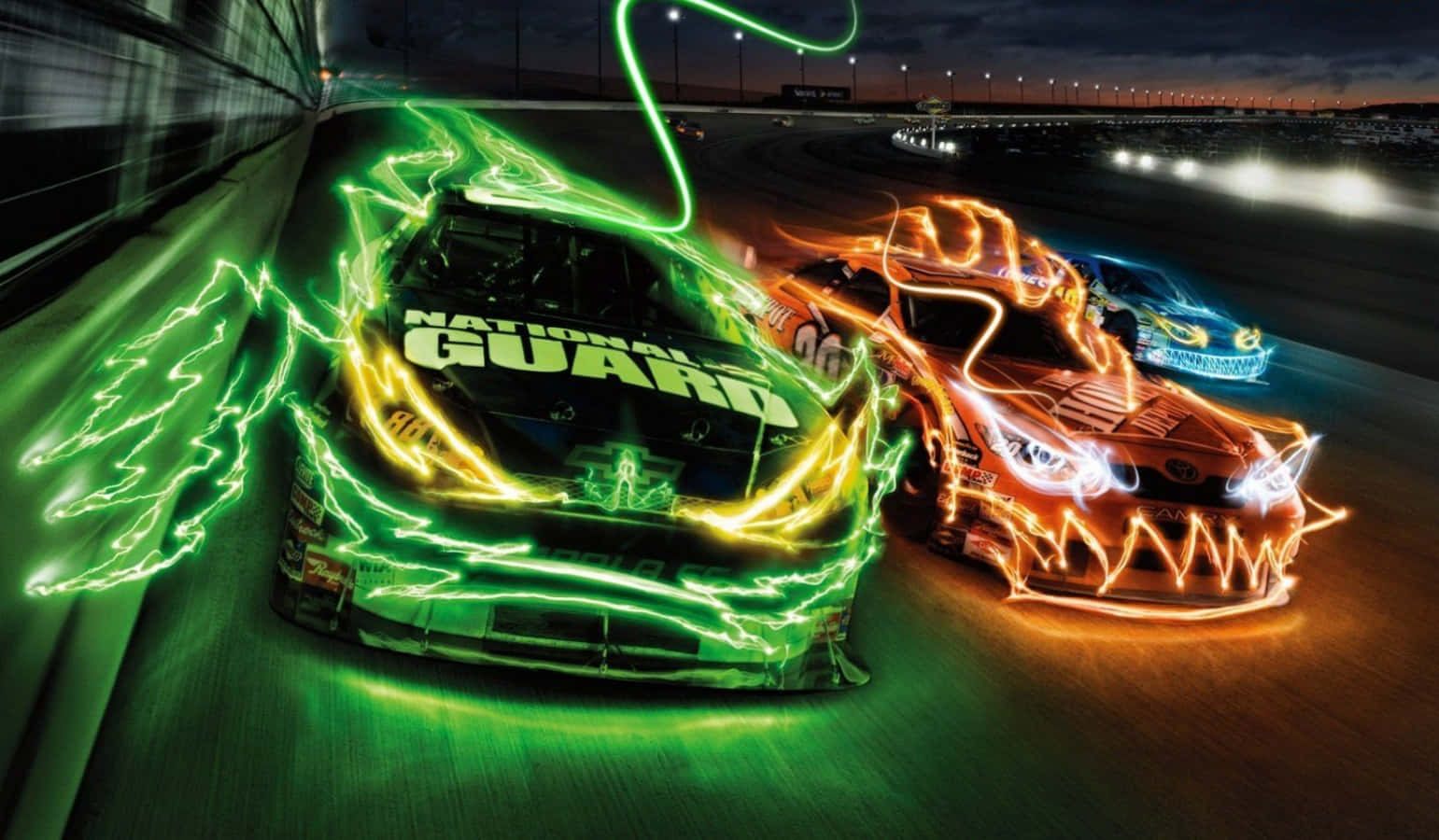 Download Cool Neon Cars Stock Car Race Wallpaper 