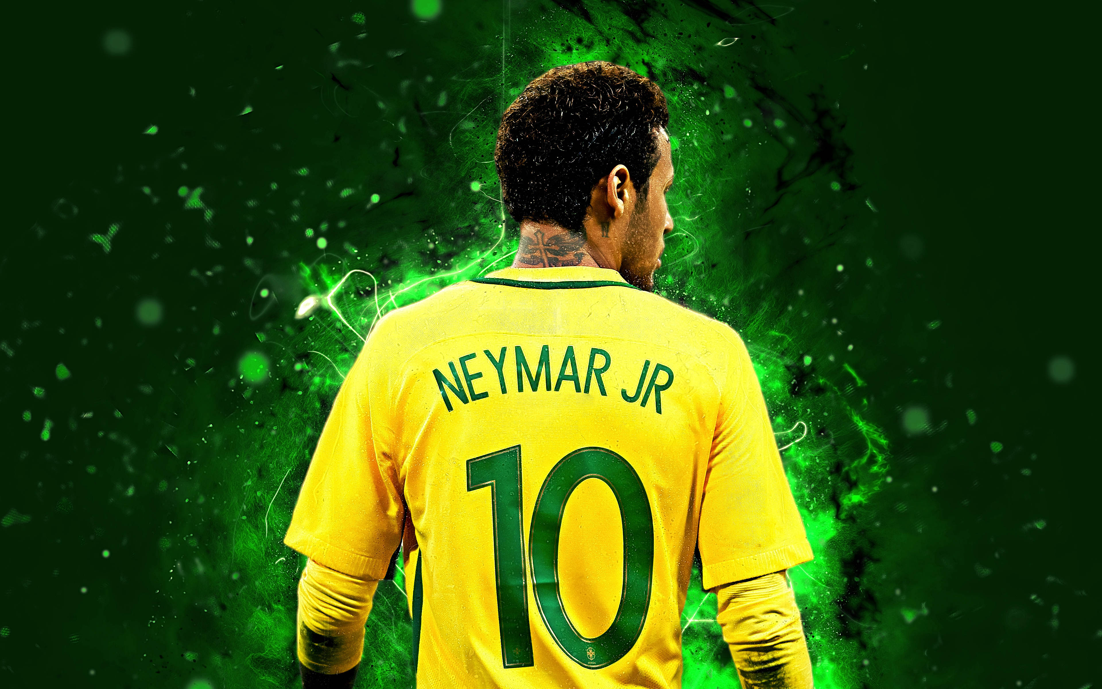 Cool Neymar Jr Neon Green Glow Wallpaper