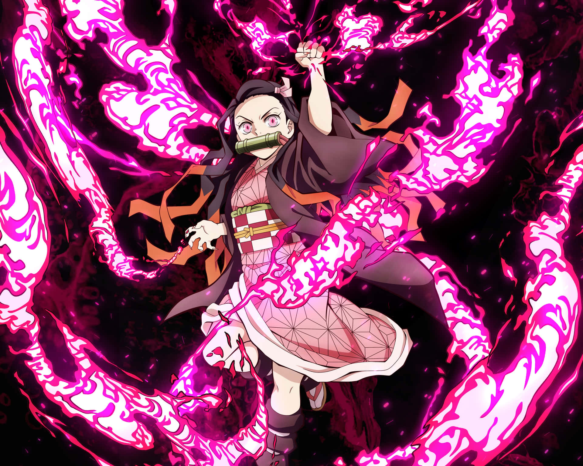 "Cool Nezuko is Ready to Take On Anything!" Wallpaper