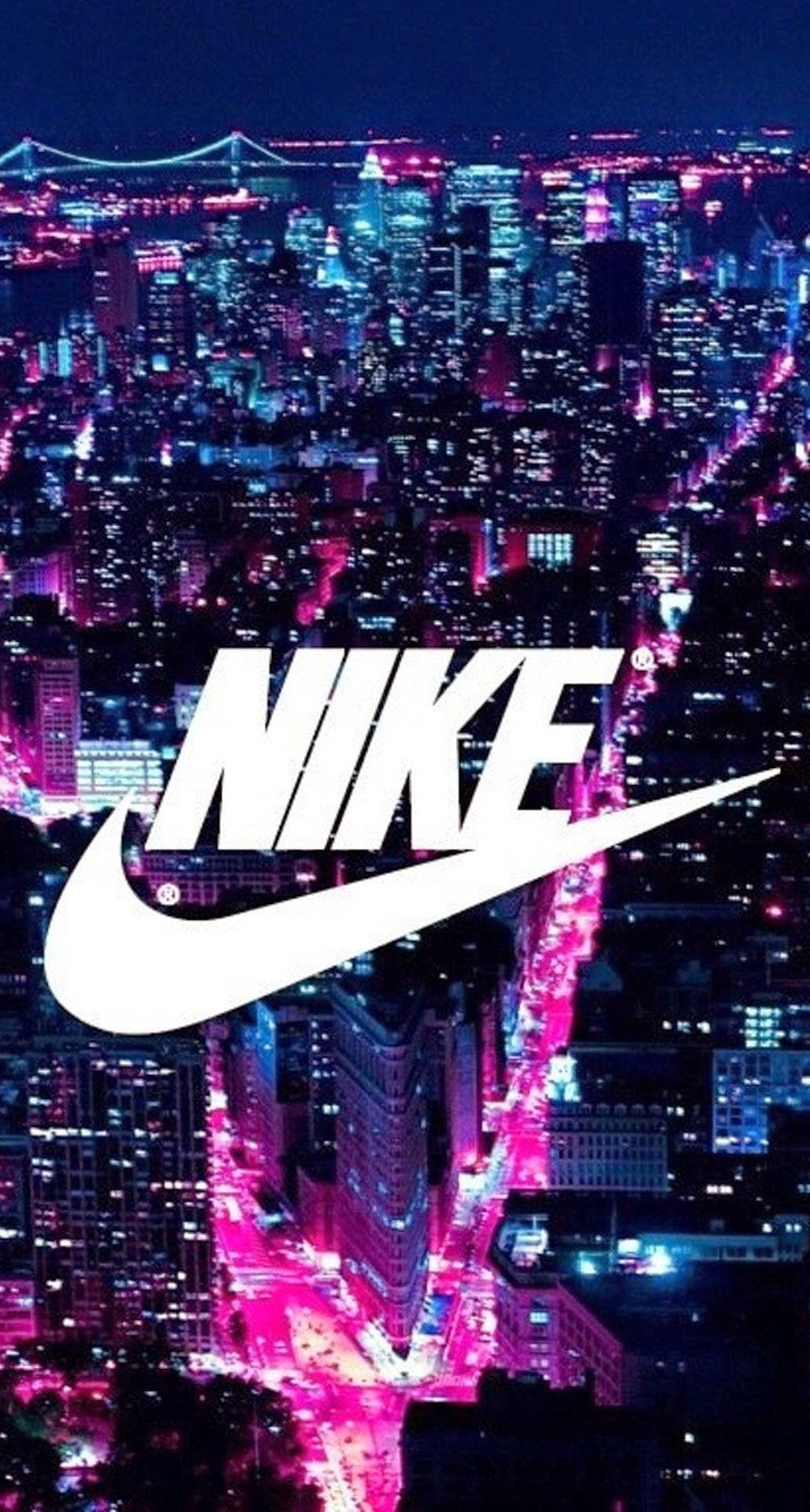 Cool Nike-logo Med Bybilledet Wallpaper