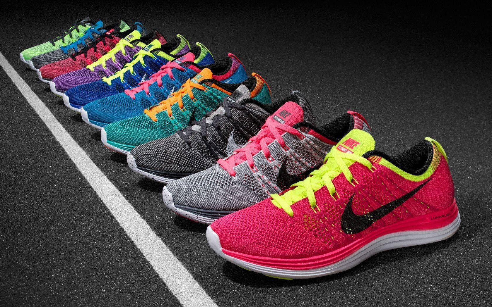 Nike Lunar Flyknit Running Shoes In Different Colors Wallpaper