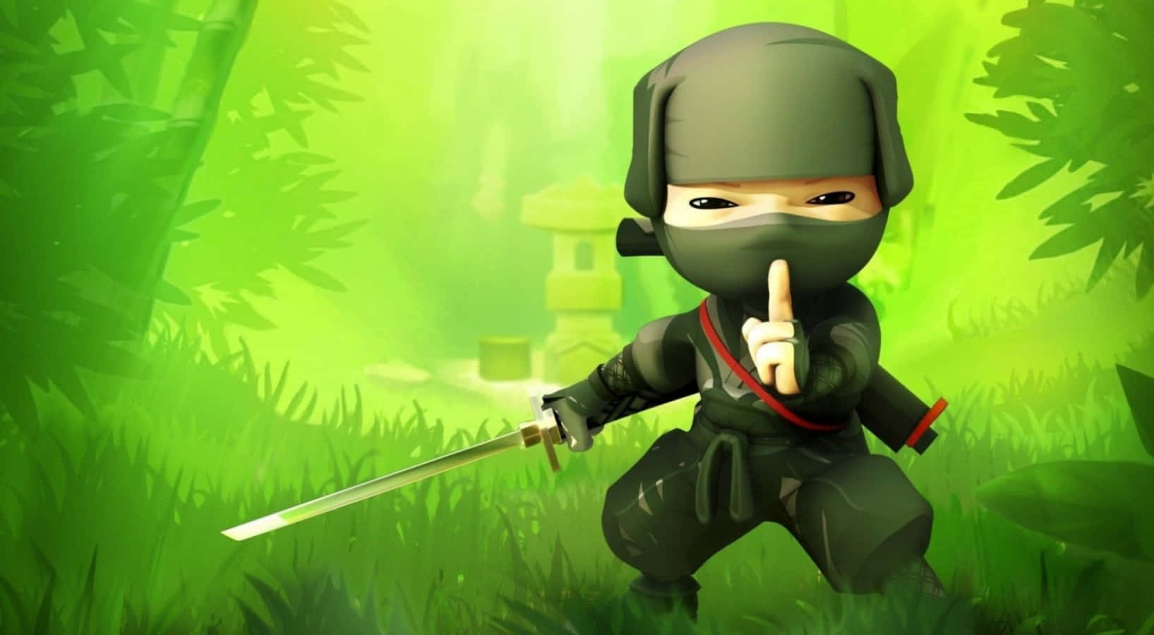 Cool og sød ninja i skoven Wallpaper