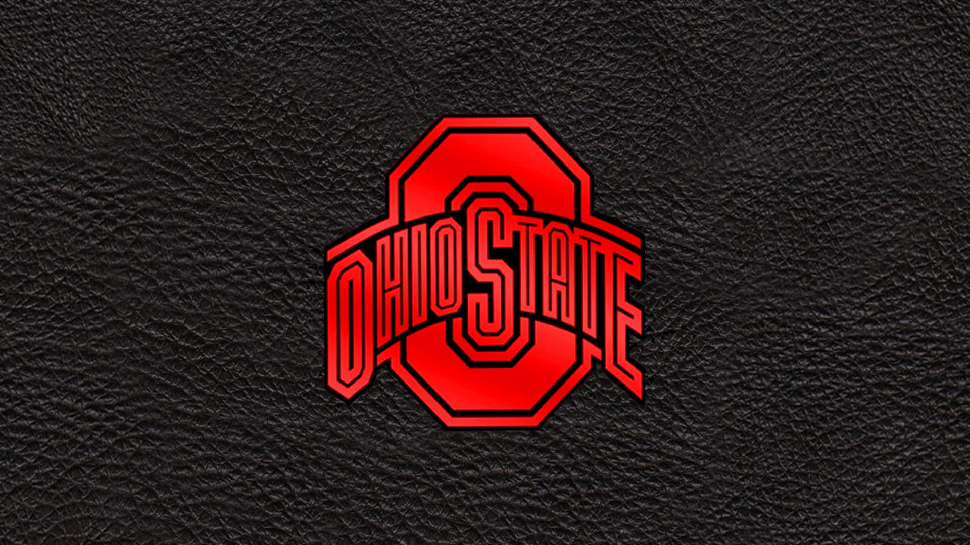 Logoet for Ohio State på en sort læder baggrund. Wallpaper