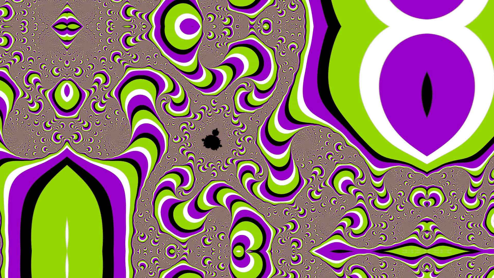 En lilla og grøn psykedelisk mønster Wallpaper