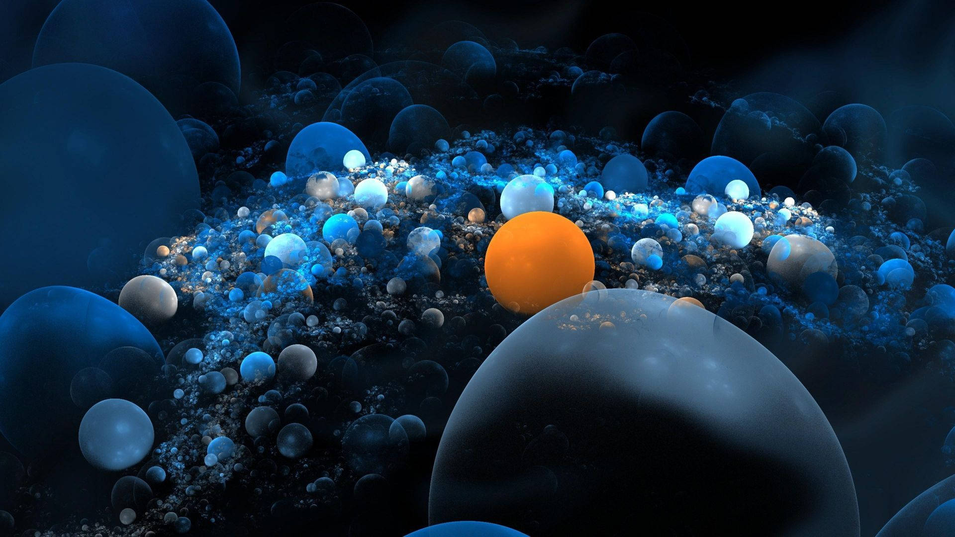 Cool Orange Circle And Blue Spheres