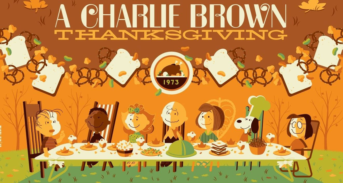 Cool Peanuts Thanksgiving Meal Art Wallpaper