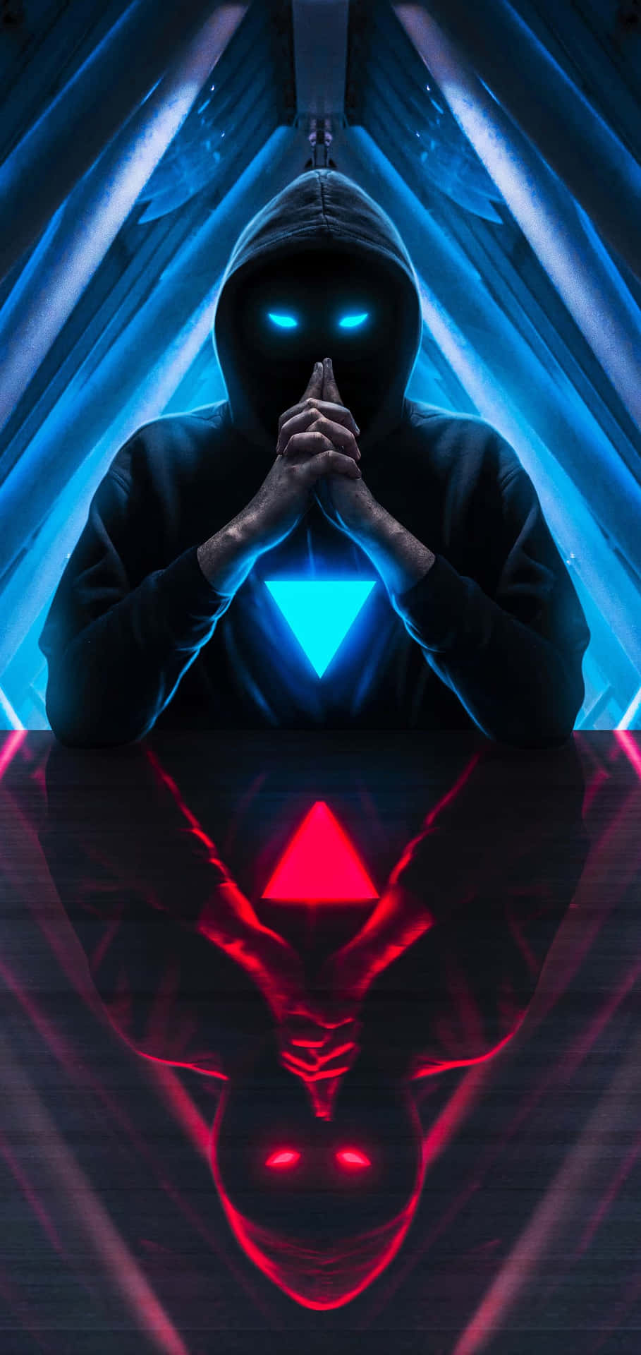 Portrait Blue And Red Hackerman Cool Photos Background