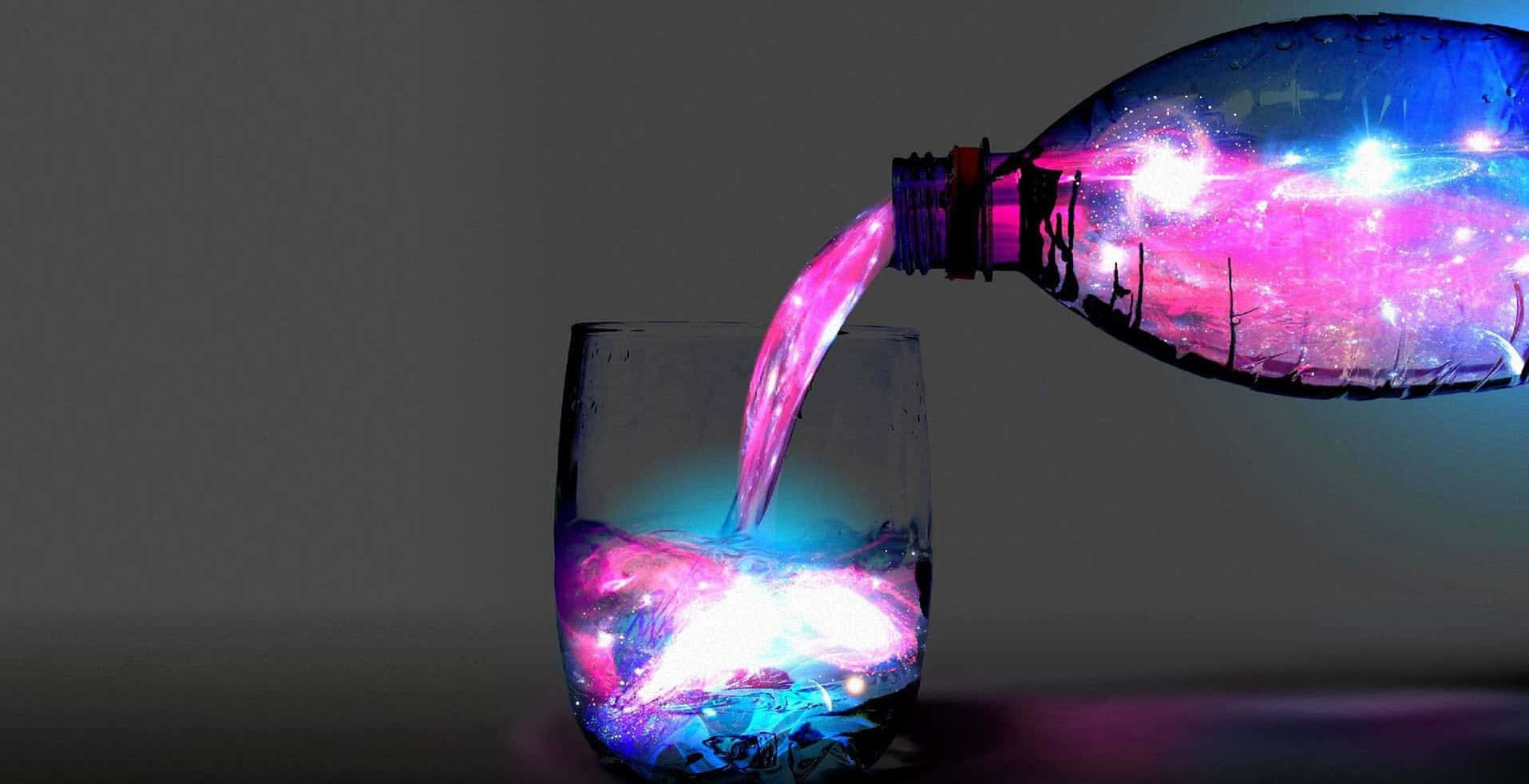 Landschaftplastikflasche Und Glas Wasser Coole Fotos Hintergrund