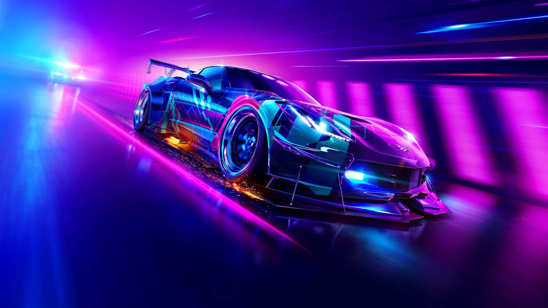 Landscape Neon Aesthetic Racing Car Cool Photos Background