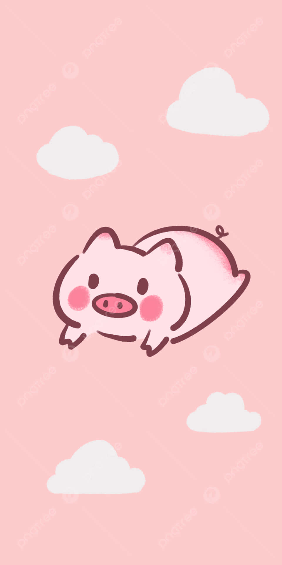A Cute Pig Flying In The Sky With Clouds Wallpaper