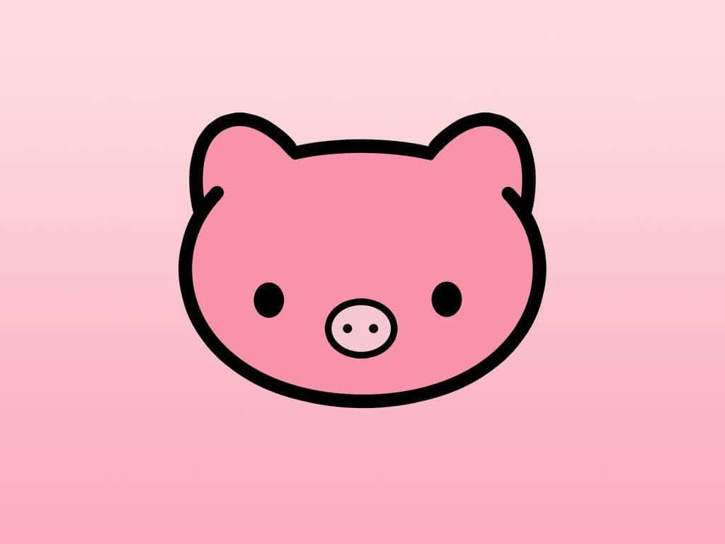 A Pink Pig Head On A Pink Background Wallpaper