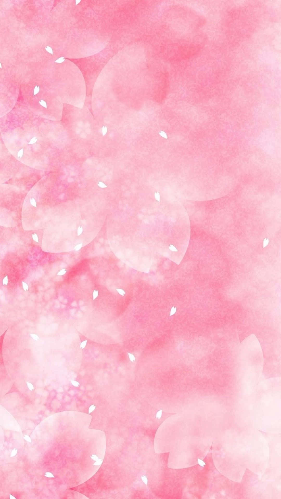 A Pink Watercolor Background With White Flowers