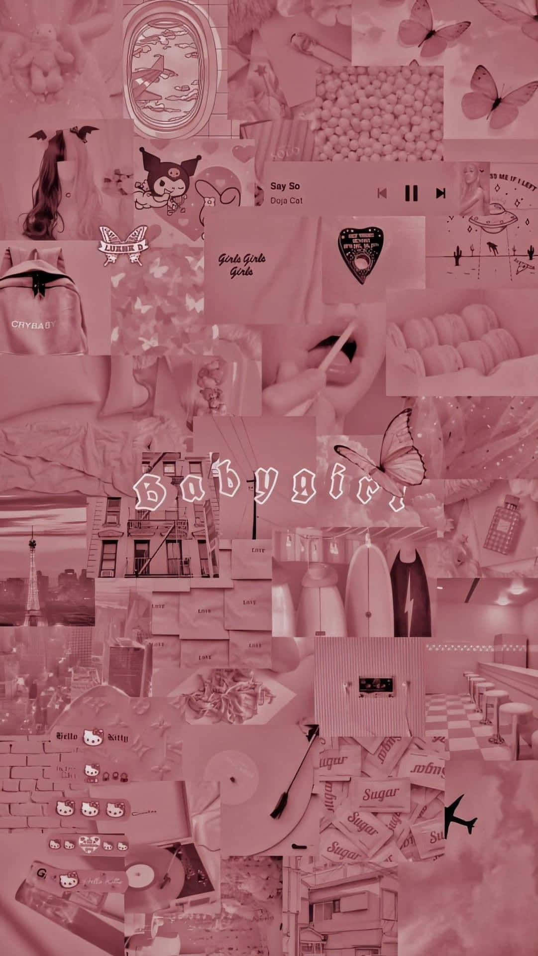 A Collage Of Various Items In Pink