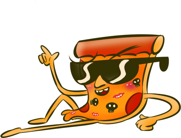 Cool Pizza Slice Cartoon Character PNG