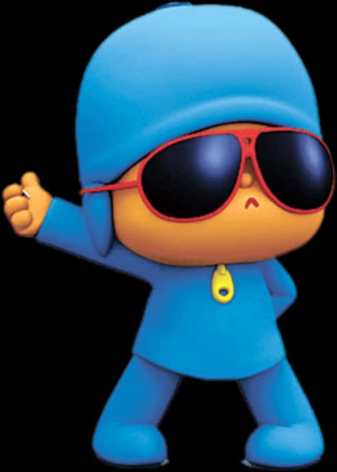Cool Pocoyo Wearing Sunglasses PNG