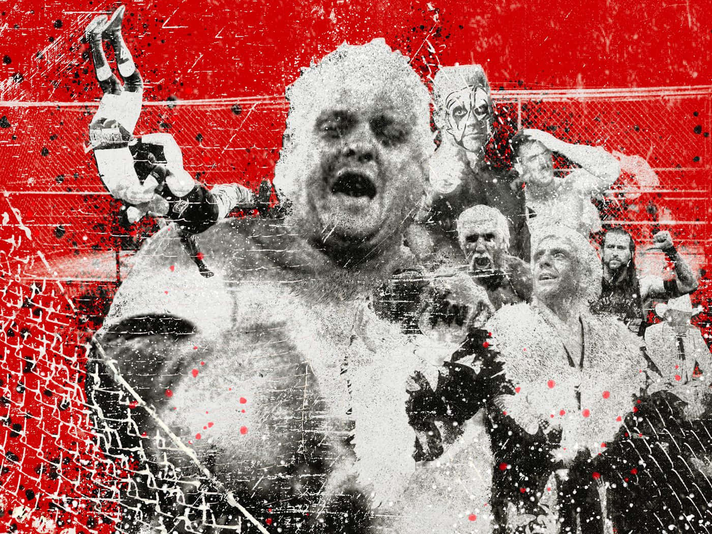 Cool Poster Of WWE Wrestlers With Sid Vicious Wallpaper