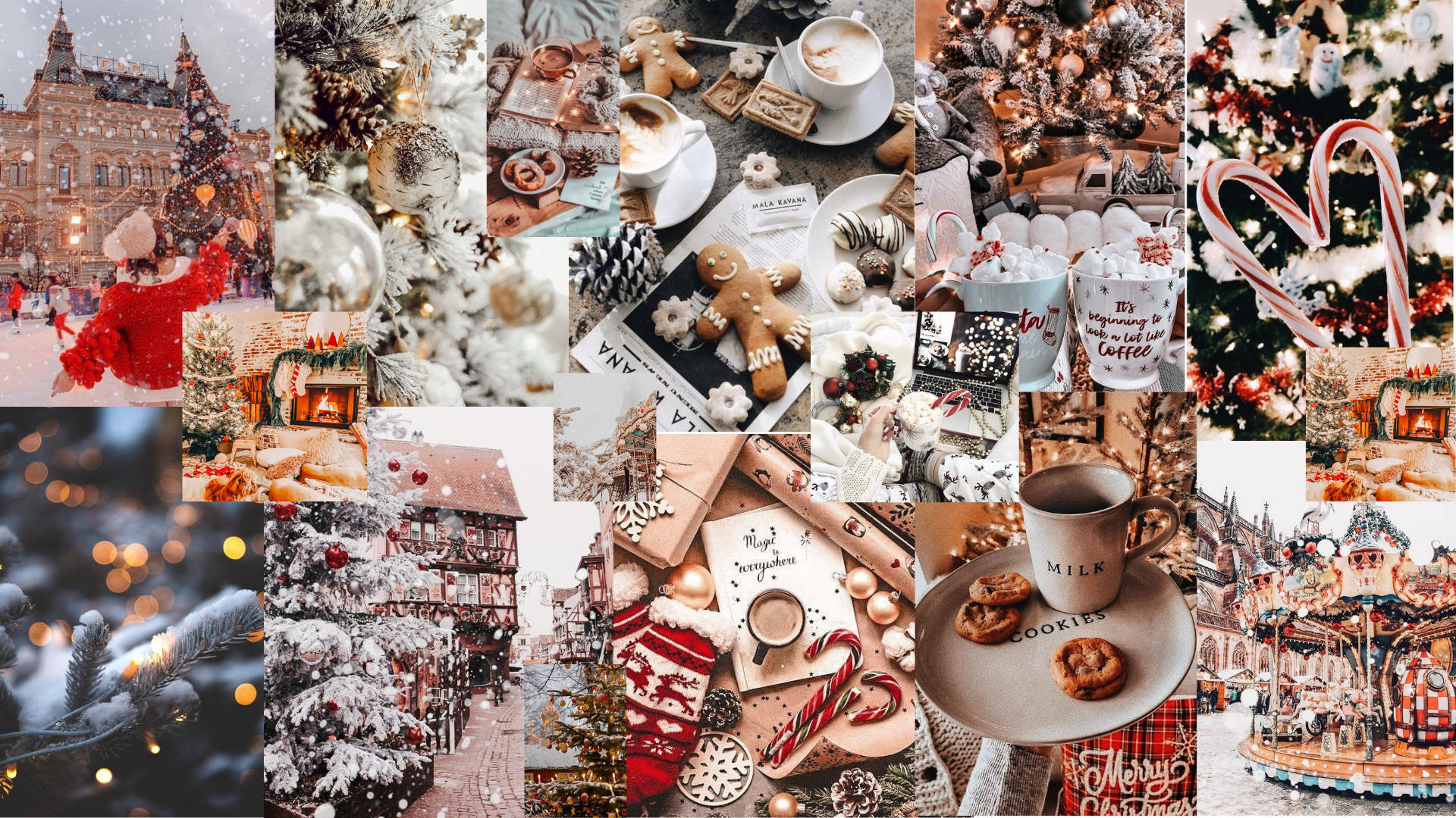 Cool Preppy Christmas Collage Wallpaper