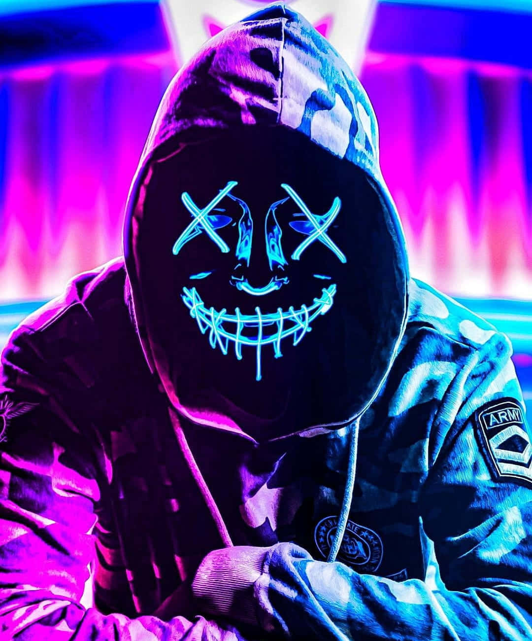 Cool Neon Purple-blue Hacker Profile Picture