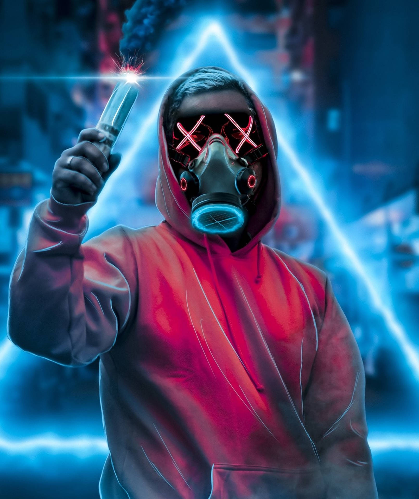 Cool Profile Pictures Neon Masked Man Background