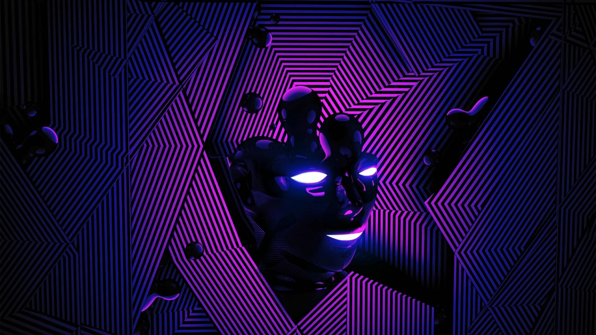 Cool purple-themed robot face Wallpaper