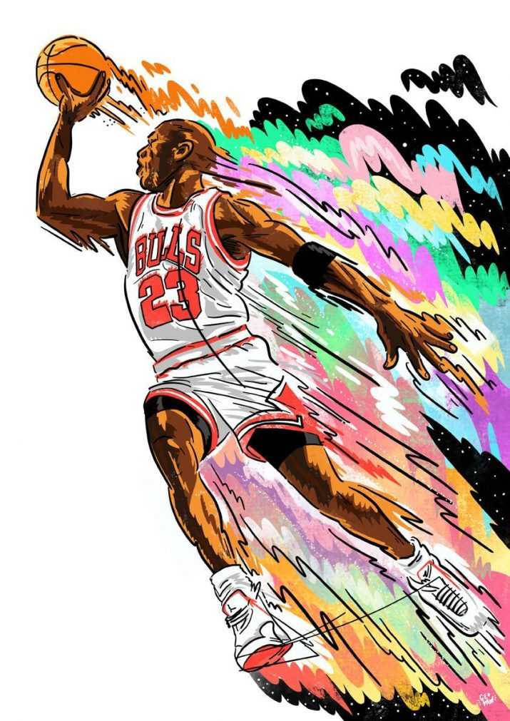 Cool Rainbow Colored Jumping Jordan Wallpaper