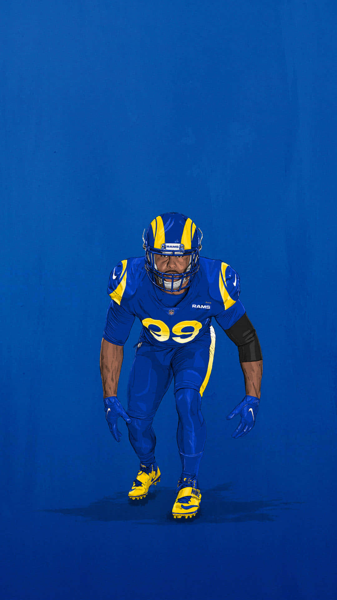 A Painting Of A Rams Player Running On A Blue Background Wallpaper