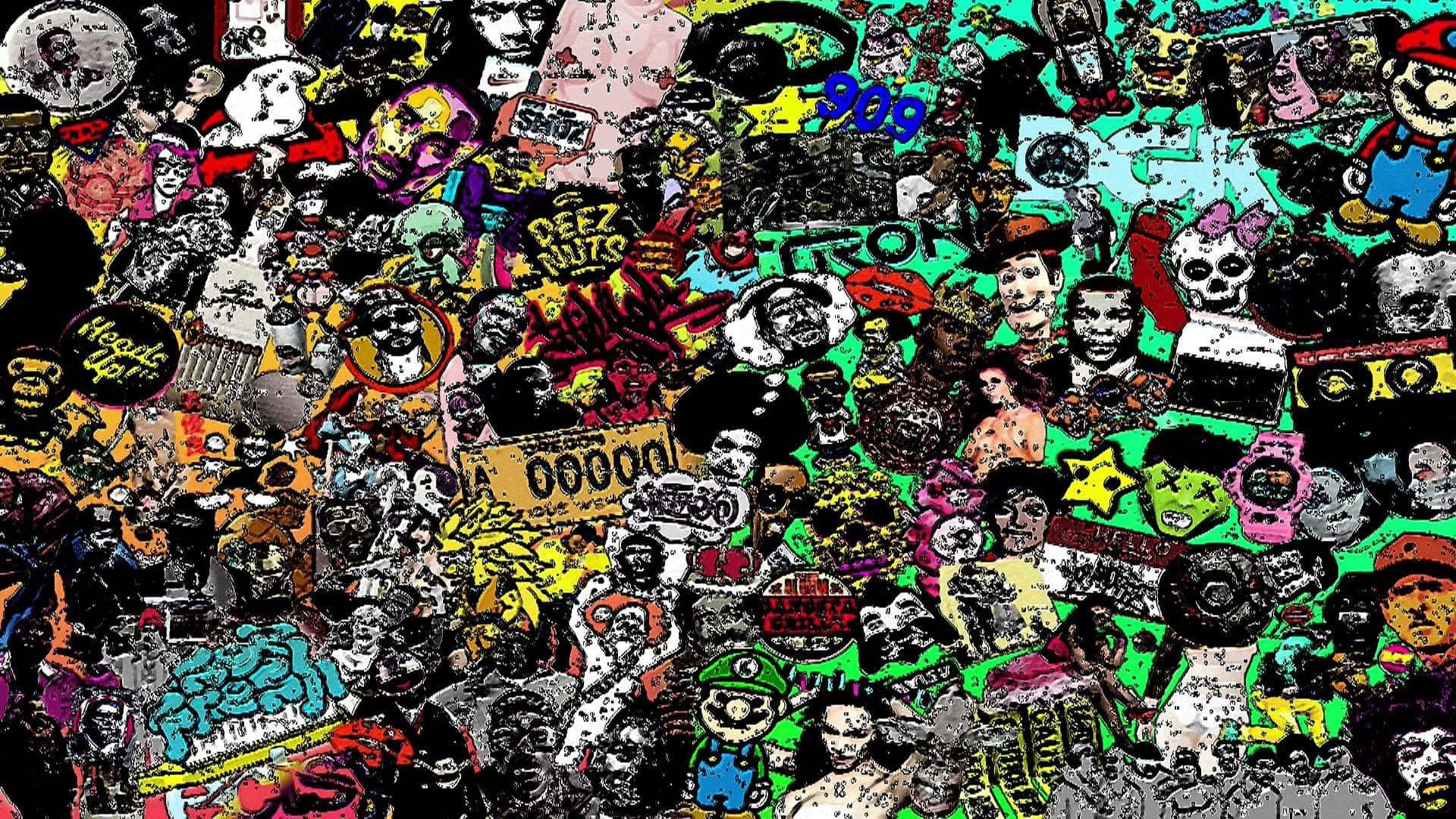 En collage af mange forskellige typer af stickers Wallpaper